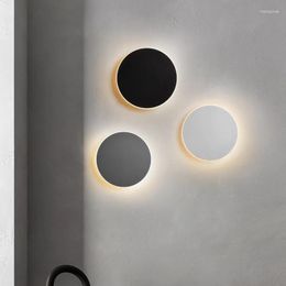Wall Lamp Modern Creative Circular Black White Grey Led Touch Cct For Bedroom Aisle Stairwell