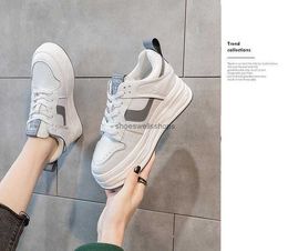 2022 spring new leather small gray shoes women's Korean version increased casual women single shoe boots lace up student shoes oo1