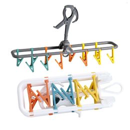 Hangers 2pcs Space Saving Hat 12 Colorful Clips Laundry Windproof Baby Clothes Bras Rotatable Hook PP Plastic Sock Drying Rack Gloves