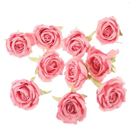 Decorative Flowers 10pcs Artificial Silk Roses Head Fake Rose Flower Heads Wedding DIY