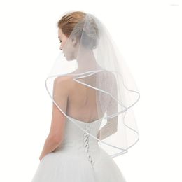 Bridal Veils White Ivory Double Ribbon Edge Center Cascade Wedding Veil With Comb 2023