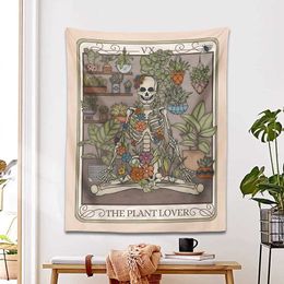 Tapestries Plant Lover Card Tapestry Wall Hanging Plant Witch Skeleton Witchy Gardening Bedroom Dormitory Home Decor