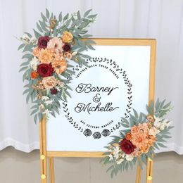 Decorative Flowers Orange Arch Flower Kit(Pack Of 2) For DIY Artificial Greenery Arrangements Party Welcome Ceremony And Backdrop Floral