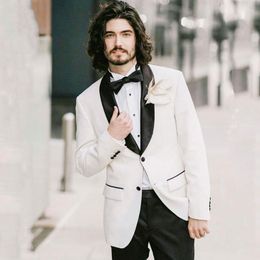 Men's Suits Ivory Groom Wedding For Men Tuxedo Man Blazer Costume Mariage Homme 2piece Coat Pants Slim Fit Terno Masculino