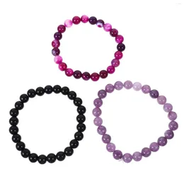 Charm Bracelets 3 Pcs Unisex Beaded Bracelet Exquisite Women Delicate Natural Stone Sturdy Wrist Supplies