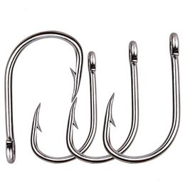 Fishing Hooks 100Pcs Circle Live Bait Barbed Hook Strong Stainless Steel Sharp Saltwater Fishhooks Size 1/0-10/0 230629 Drop Deliver Dhe5F