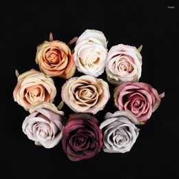 Decorative Flowers 50/100Pcs Silk Roses Head Artificial Diy Gifts Box Valentine's Day Present Home Decor Wedding Christmas
