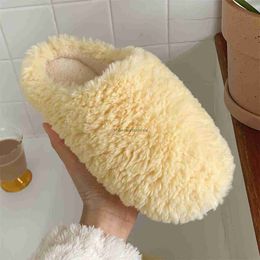 Slippers Japanese Simple Solid Colour House For Women Girls Cute Fluffy Winter Warm Home Woman Fur Shoes 230808 oo1