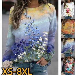 Damen Hoodies 2023 Design Long Sleeve Autumn Street Lose T-Shirt 3D-Druckpullover Alltags Mode Rund Neck Casual T-Shirt