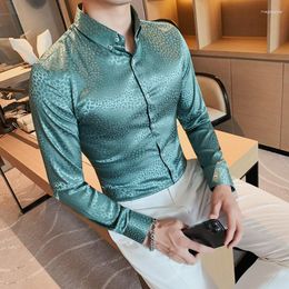 Men's Casual Shirts Men Long Sleeve Dress Boutique Bright Slim Fit Social Formal Fashion Male Quality Club Party Clothing