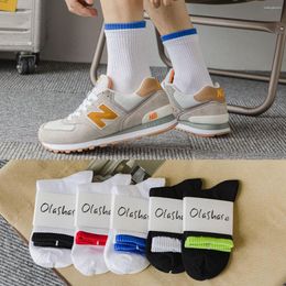 Women Socks 5pairs Spring And Summer Knee-High Sports Colour Double Screw Type Long All-Match Cotton Women's