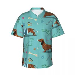 Men's Casual Shirts Short-sleeved Dachshund Dogs And Bones Shirt Beach Clothes Personality Tops