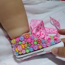 First Walkers Handmade Bow Rhinestones Baby Girl Kids Shoes Hairband Walker Sparkle Bling Crystals Princess Shower Gift 230812