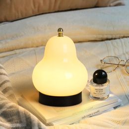 Table Lamps Dimmable 5W LED French Retro Milky Pear Gourd Lamp USB Rechargeable Desk Portable Bedside Night Light Colour Change El