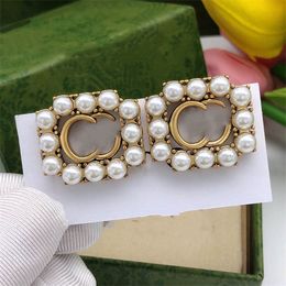 classics Stud Earring Double Letter G Logo Earing Luxury Women Hoop Designer Jewellery GGity Crystal Pearl Earrings Woman 490