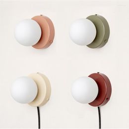 Wall Lamp Modern Minimalist Glass Macaron Bedroom Bedside Aisle Corridor Living Room Led 10/12cm Mini