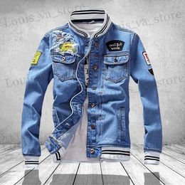 Mens Jacket Men Autumn Winter Casual Vintage Wash Distressed Denim Jacket Coat Top Asian Size S-5XL T230814