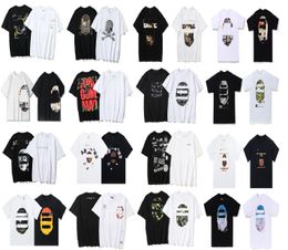 Fashion Mens T-shirts cotton Loose Shark Monkey breathable Short Sleeved T-shirt Lettering Printed Couple Short Sleeves Bathing Tees Tops Clothing Brand Mens Tees