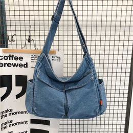 Messenger Bags Women's School Messenger Bags For Women Shoulder Ladies Designer Handbag Solid Large Capacity Casual denim Shoulder Female Bags L230814