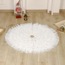 Christmas Decorations White Tulle Tree Skirt Party Elegant Round Pleated Decoration For Holiday