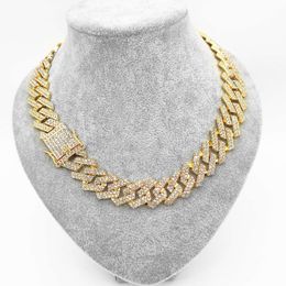 Collana designer di moissanite Collana Cuban Link Catene per uomini La collana da uomo Hip hop con barra prismatica di diamanti 20 mm a catena ghiacciata a catena ghiacciata