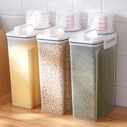 Storage Bottles 2023 Plastic Portable Rice Bucket With Measuring Cup Moisture And Insect Proof Box Kitchen Grain Tank