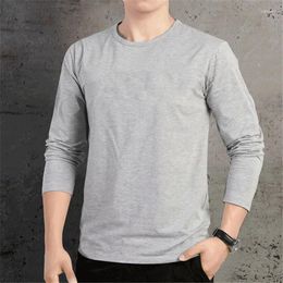 Men's T Shirts Breathable Long-sleeved T-shirt Round Neck Pullover Tops Solid Color Autumn Trend Bottoming Shirt Clothes Men