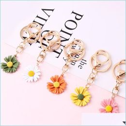 Keychains Lanyards Creative Alloy Notch Flower Fresh And Lovely Cartoon Ring Car Key Bag Pendant 4 Q2 Drop Delivery Fashion Accessor Dhaby