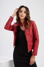 Women's Leather XUAN PhD Jacket Thin Spring And Autumn Coat Ladies Motorcycle Suit Plus Size Collar Cloth