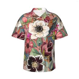 Men's Casual Shirts Boho Flowers Mens Hawaiian Short Sleeve Button Down Beach Tropical Floral