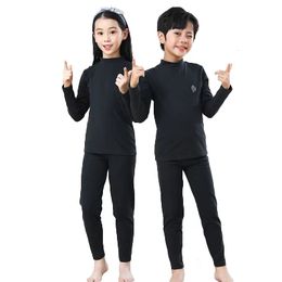 Clothing Sets Autumn Winter Thermal Underwear Suit Girls Boys Pyjama Baby No Trace Warm Sleepwear Candy Colours Kids Clothes 230814