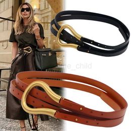Belts Fashion leather arc metal horseshoe buckle big U belt ladies thin belt soft wear belt ladies high quality band
