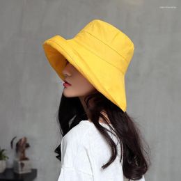 Berets Hat Female Summer UV Protection Foldable Thickening Brim Sun Outdoor Bucket