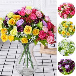 Decorative Flowers 21 Heads Roses Artificial Flores Artificiales Silk Branches Garland Fake Bouquet