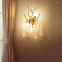 Wall Lamps Modern Lamp Clear Crystal Light Colourful Water Drop Pendant Home Decoraction Luxury Branch Sconce Lighting Fixtures