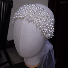 Headpieces Whitney 2023 Collection White Full Pearls Beads Wedding Bridal Headband Hair Jewelry Adornos Para El Pelo De Boda