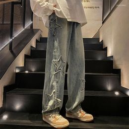 Men's Jeans Hip Hop Baggy Star Retro Loose High Quality 2023 Trend Trousers Grunge Y2k Straight Man Cowboy Pants Light Blue Kpop