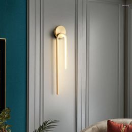 Wall Lamp Copper Light Luxury Style Bedroom Bedside El Villa Corridor Living Room Background