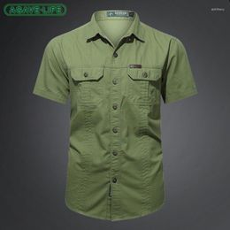 Men's Casual Shirts Summer Men Short-sleeved Shirt Loose Military Suit Thin Tactical Breathable Single Breaste Coat