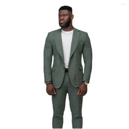 Men's Suits Green Men 2 Pcs Big And Tall Slim Fit Man Clothing Wedding Groom Prom Dress Custom Made Tuxedo Masculino Blazer Daily Wear