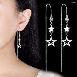 Dangle Earrings Fanqieliu Stamp 925 Silver Needle Crystal Long Star Drop For Women Jewellery Girl Gift Trendy FQL22277