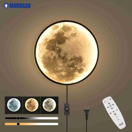 Wall Lamps 15W Dimmable MOON wall sconce lamps APP remote control Indoor Lighting lights Bedroom Living Hall Room HOME Decoration 24cm 50cm HKD230814