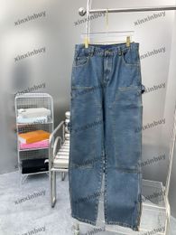 xinxinbuy Men women designer pant emboss patch pocket Panelled Spring summer Casual pants letter Black Khaki S-XL