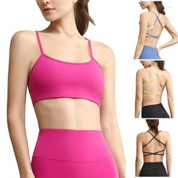 Yoga Outfit Sexy Backless Underwear Fitness Running Pilates Sports Bra Solid Colour Camisole