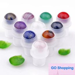 Fashion Natural Gemstone Roller Ball For 5ml 10ml THICK Essential Oil Perfumes Oil Liquids Bottle Roll On Bottles 10 Colours