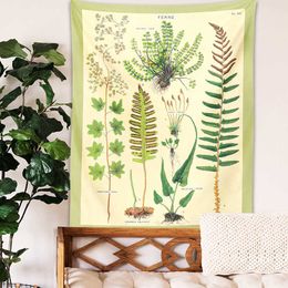 Tapestries Ferns Tapestry Wall Hanging Flowers retro Print Floral Illustration Identification Chart Diagram Wall Art Decor