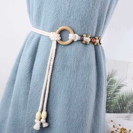 Belts Girl Woven Braided Knitted Cotton Hemp Rope Waist Belts for Women Circular Ring Buckle Thin Corset Belt Straps Accessories