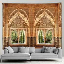 Tapestries Architectural Tapestry Retro Geometric Pattern Wall Hanging Living Room Bedroom Home Wall Decor Mural