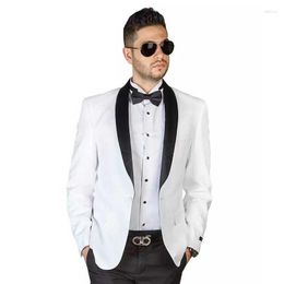 Men's Suits Gentle White Groom Wedding Tuxedos Men Black Shawl Lapel 2Piece Coat And Pants Slim Fit Terno Masculino Costume Homme