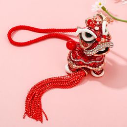 Keychains TOGORY Red Enamel Lucky Lion Keyrings Key Chains Rings Holder Purse Bag For Women Men Girlfriend Car Lovely Jewelry